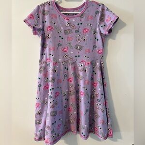 Girls Barbie Purple Dress with Playful Icons